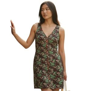 J.Crew Collection Floral Print Dress Women’s Sz 4 Brown Sleeveless Sheath